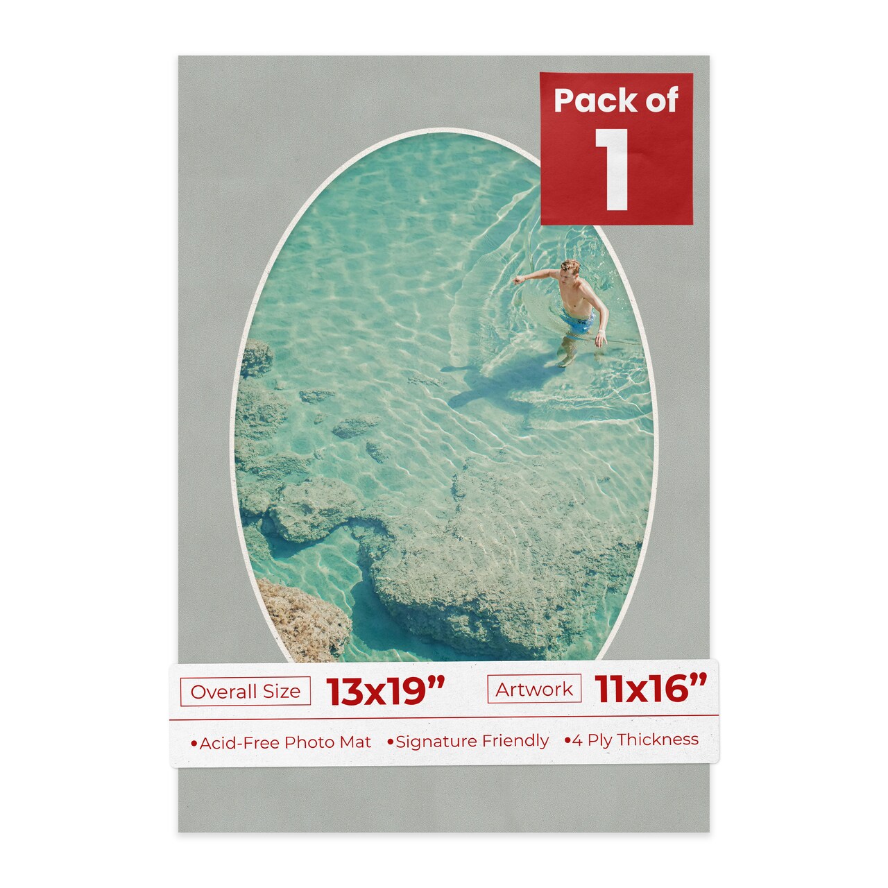 Light Grey Suede Mat Board for 13x19 Frames - Oval Opening for 11x16 Photos